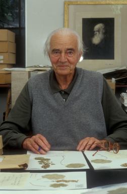 Max Walters with Herbarium sheets